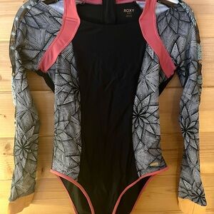 Roxy Black and Pink Long Sleeve Swimsuit